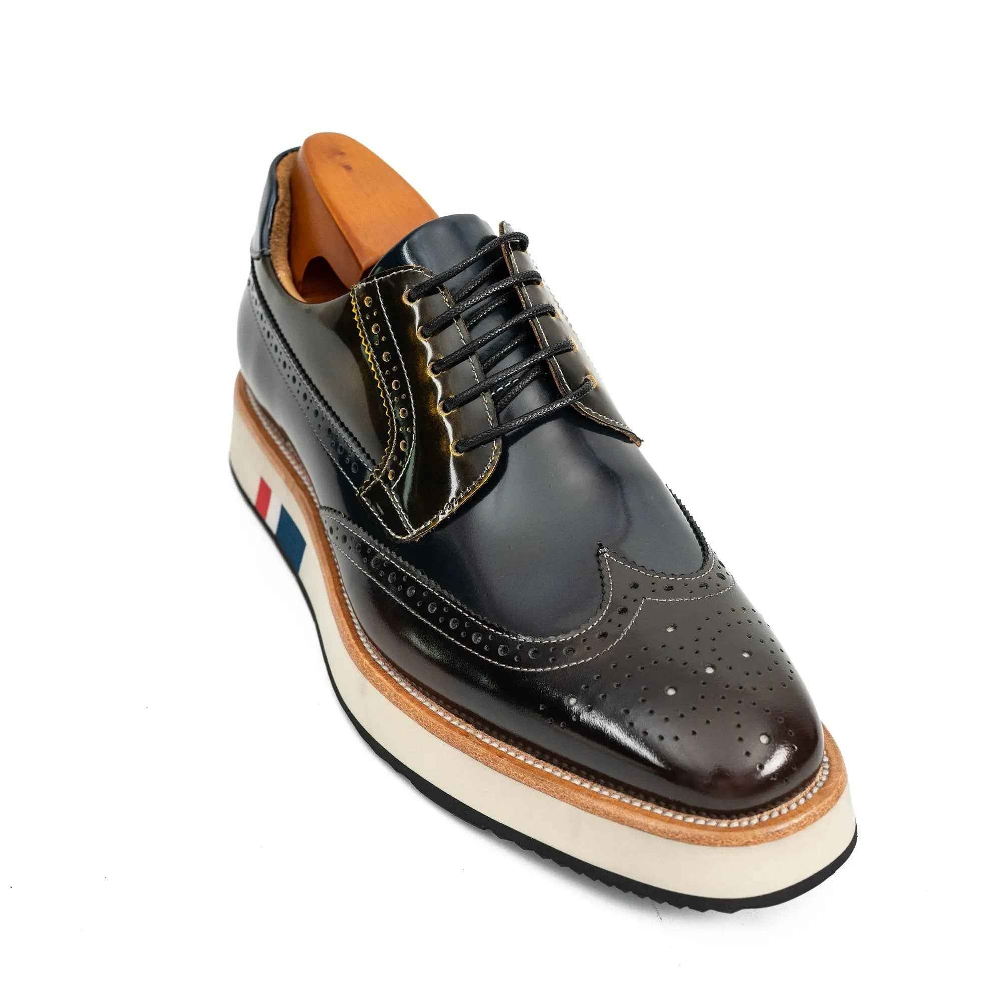 Black & Brown Brogues with Striped Sole