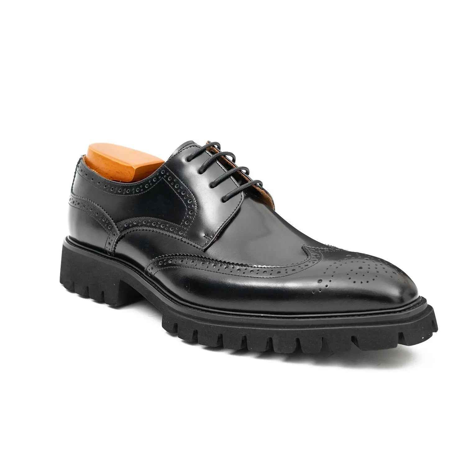 Black derby brogue shoes