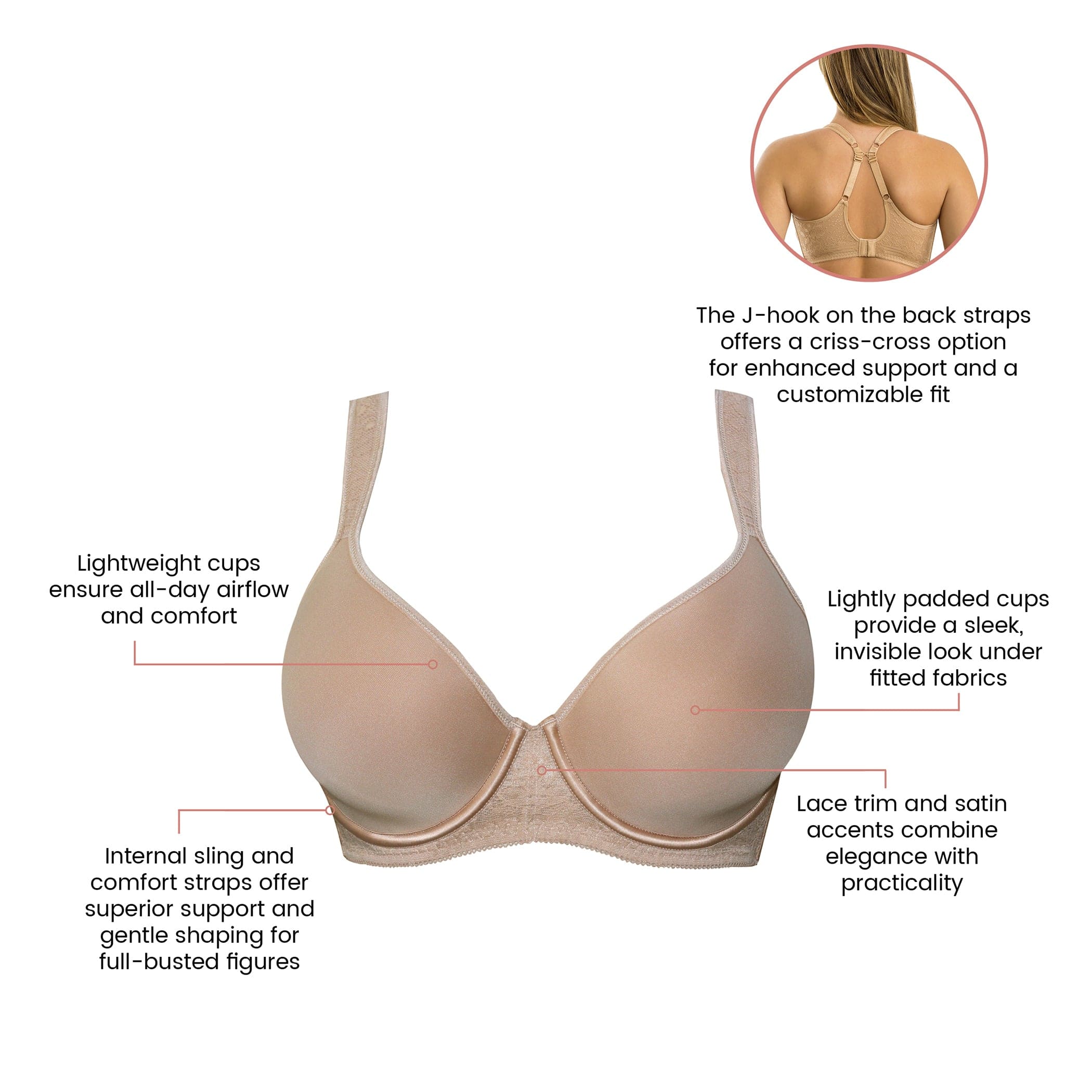 Bliss Full Bust Padded T-Shirt Bra - Warm Sand
