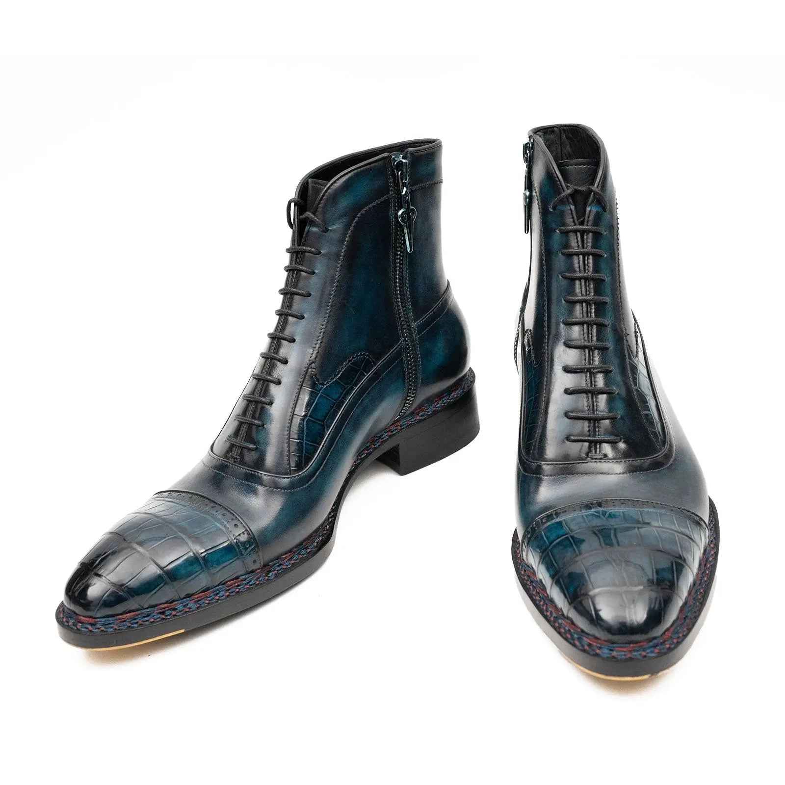 Blue Genuine Alligator Leather Boots Goodyear Norwegian Welt