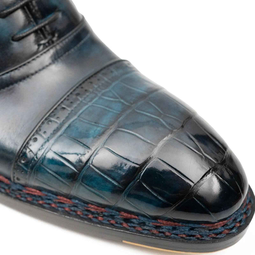 Blue Genuine Alligator Leather Boots Goodyear Norwegian Welt