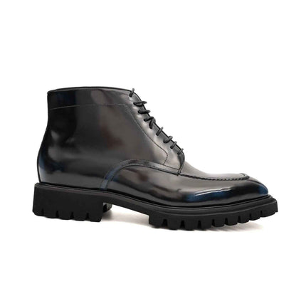Blue Patent Lug Sole Boot