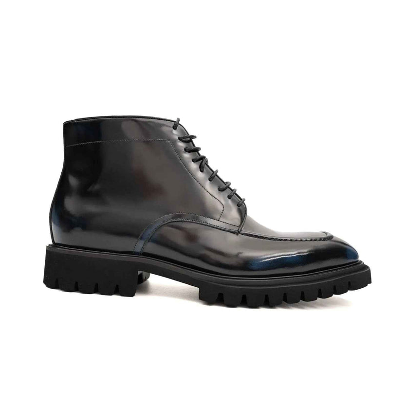 Blue Patent Lug Sole Boot