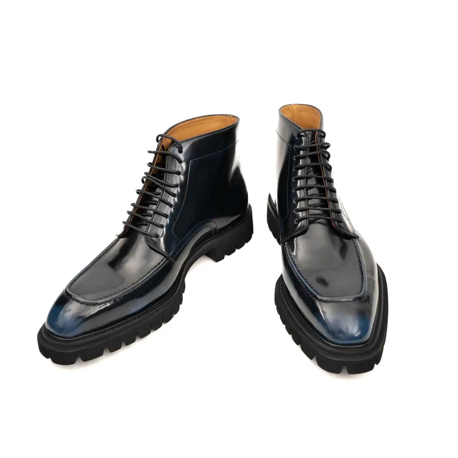 Blue Patent Lug Sole Boot