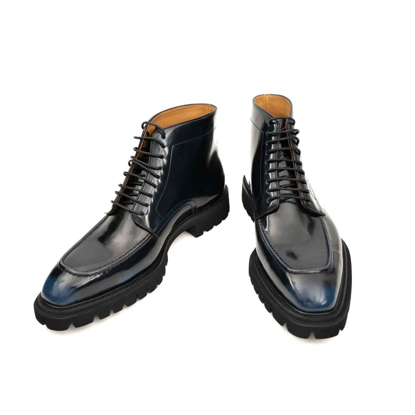Blue Patent Lug Sole Boot