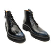 Blue Patent Side-Zip Combat Boot