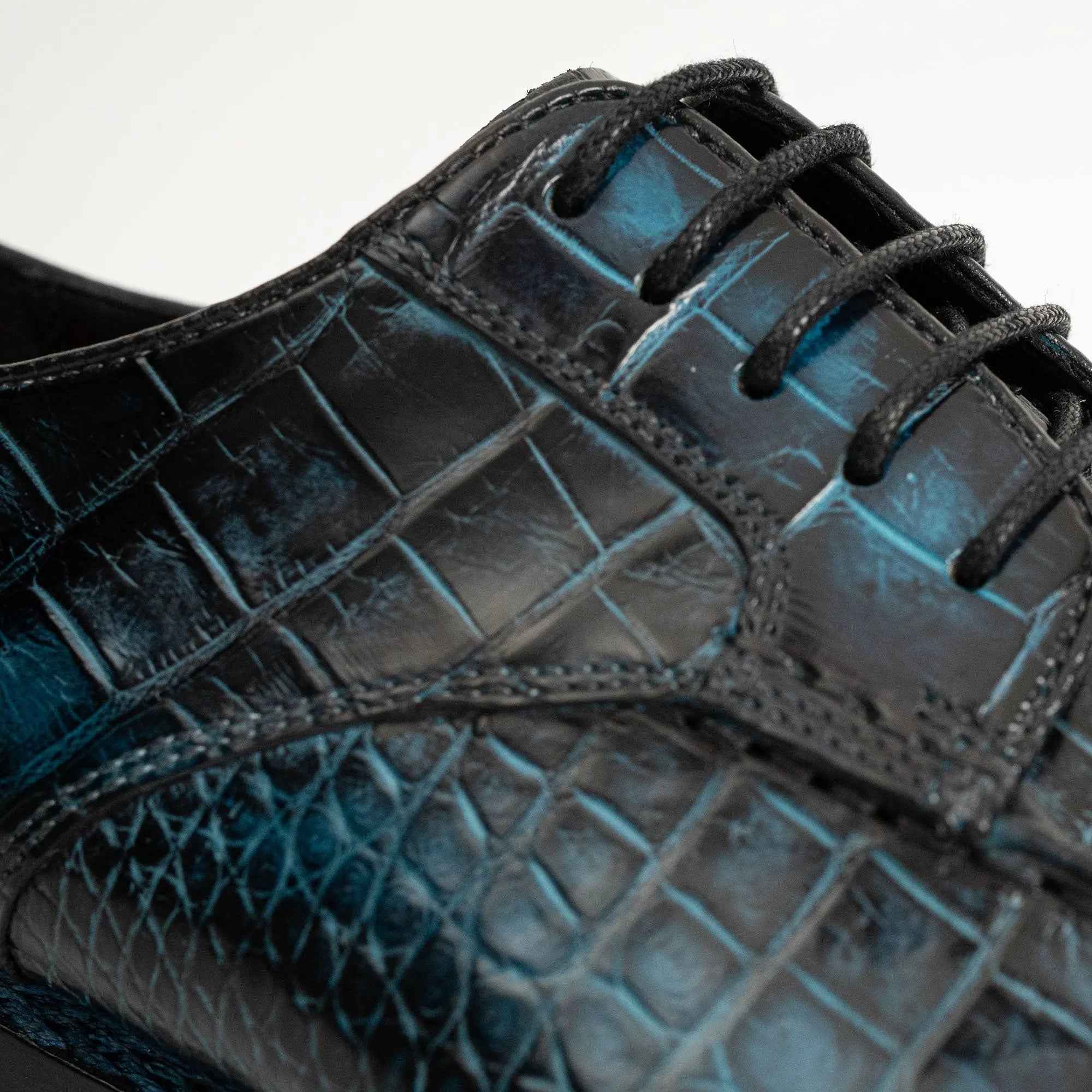Blue Patina Crocodile Norwegian Oxford 8002