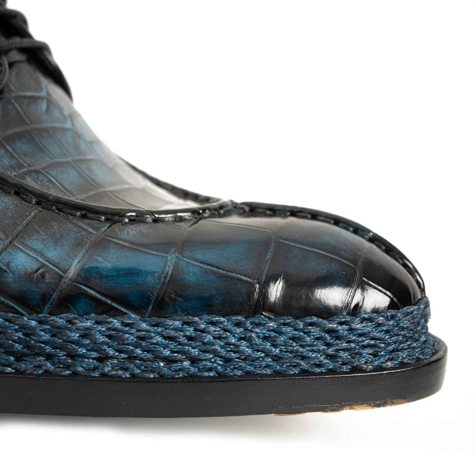 Blue Patina Crocodile Norwegian Oxford 8002