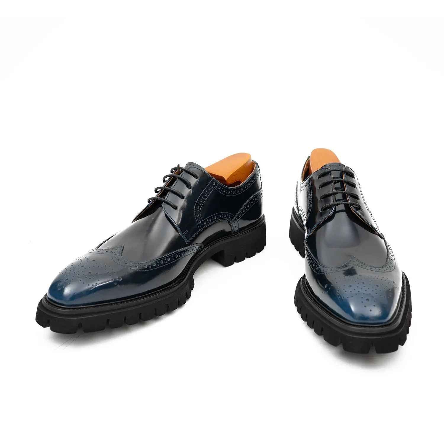 Blue derby brogue shoes