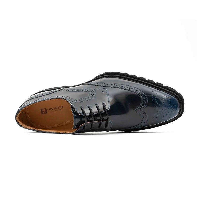 Blue derby brogue shoes