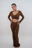 I Am Present Brown Stretch Flare Legging