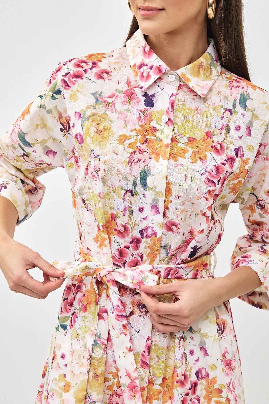 Floral Print Linen Dress