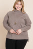Plus Size High Quality Buttery Soft Solid Knit Turtleneck Two Tone High Low Hem Sweater - Pikemla