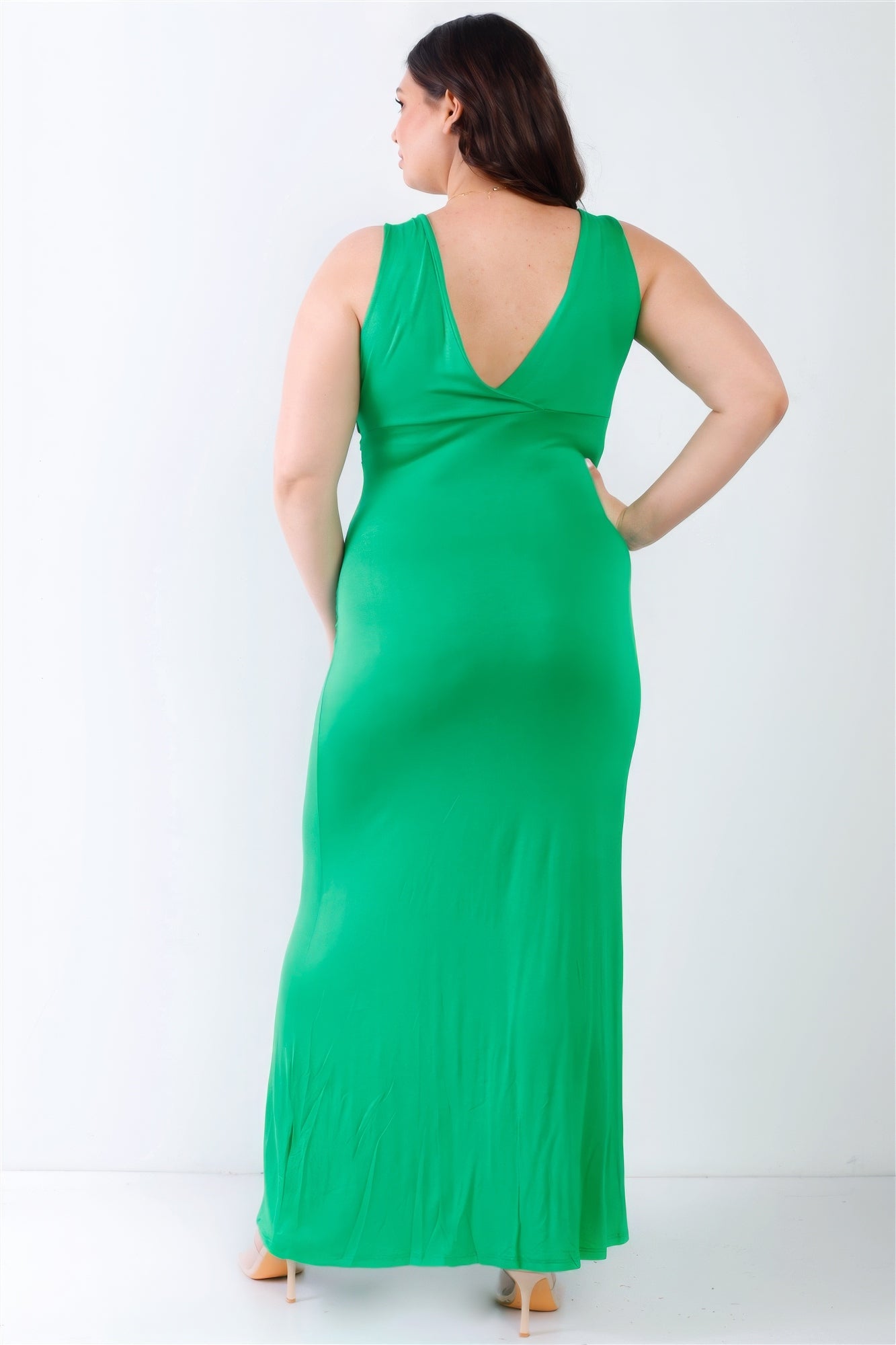 Plus V-neck Sleeveless Maxi Dress - Pikemla