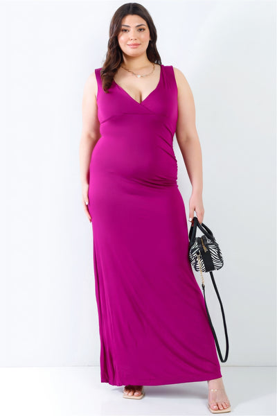 Plus V-neck Sleeveless Maxi Dress - Pikemla