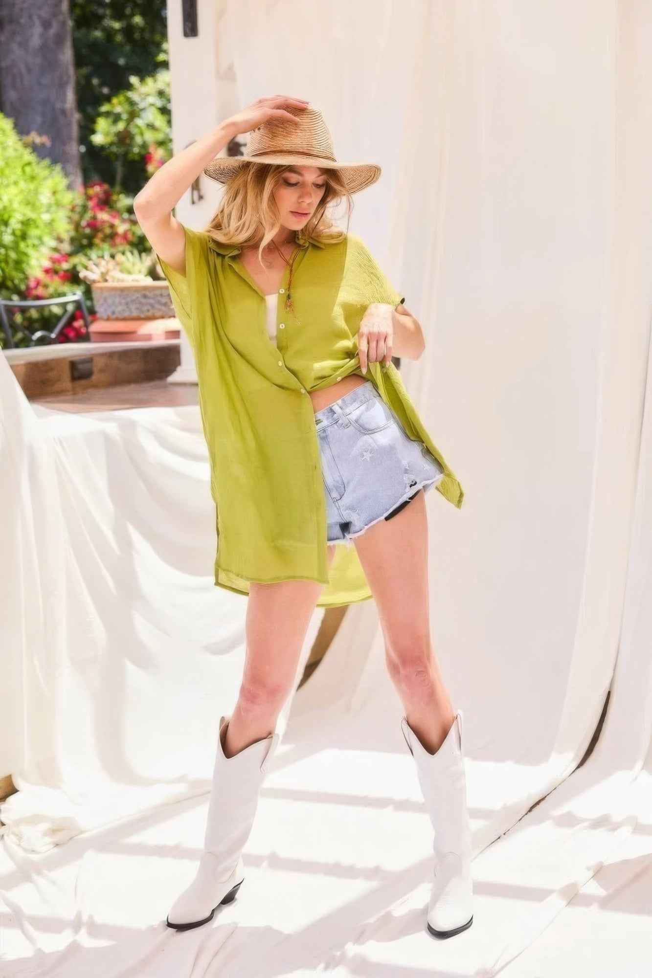 Collar Neck Button Down Robe Oversize Jacket - Pikemla