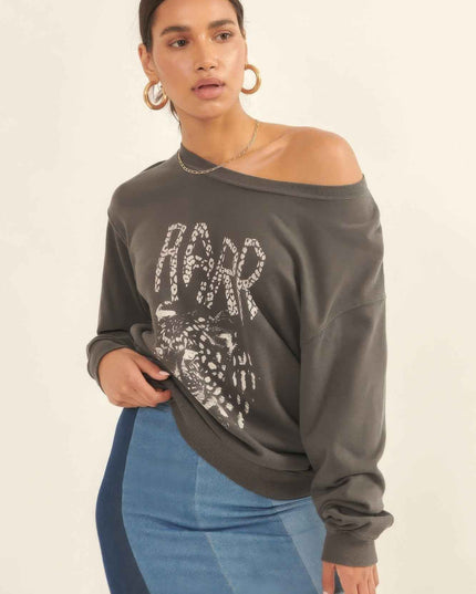 A Garment Dyed French Terry Graphic Sweatshirt - Pikemla