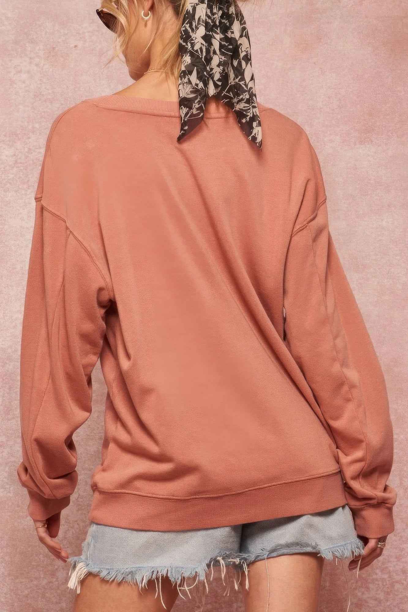 A Garment Dyed French Terry Graphic Sweatshirt - Pikemla
