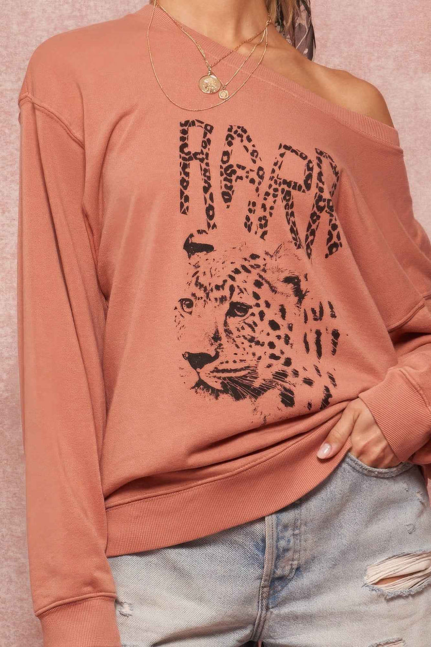 A Garment Dyed French Terry Graphic Sweatshirt - Pikemla