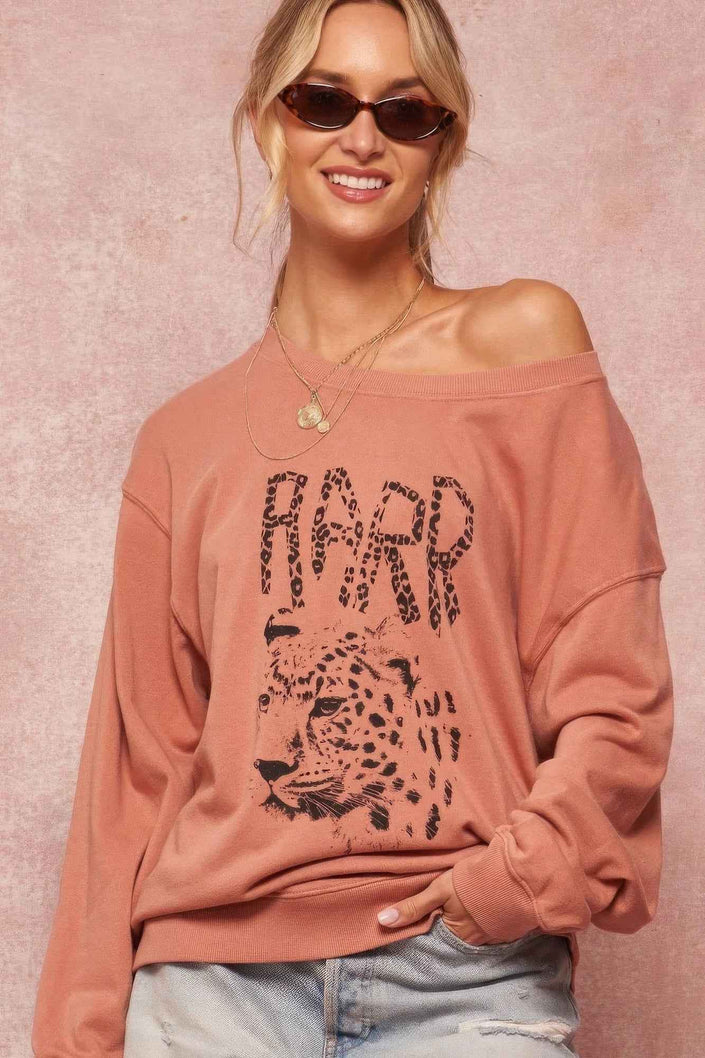 A Garment Dyed French Terry Graphic Sweatshirt - Pikemla