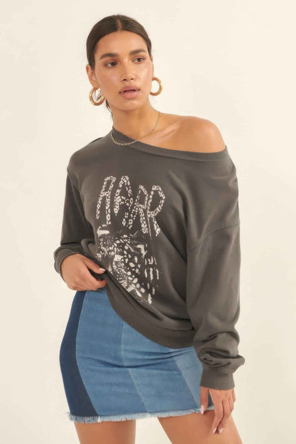 A Garment Dyed French Terry Graphic Sweatshirt - Pikemla