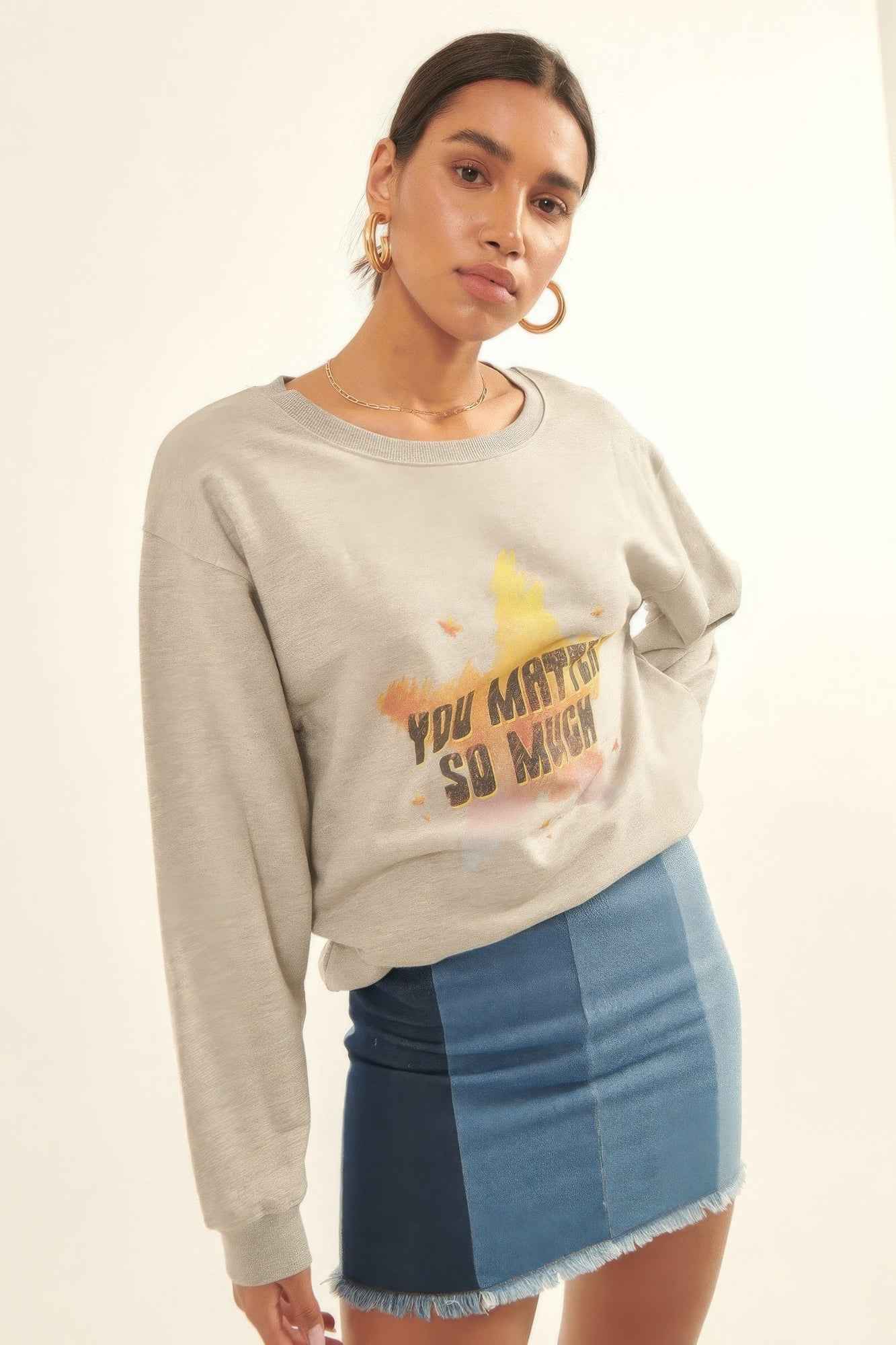 Vintage-style, Multicolor Star French Terry Knit Graphic Sweatshirt - Pikemla