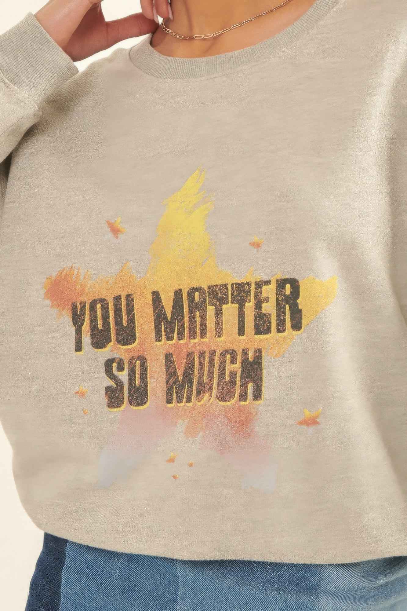 Vintage-style, Multicolor Star French Terry Knit Graphic Sweatshirt - Pikemla