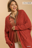 Open Front Oversized Cardigan Sweater With Pockets - Pikemla