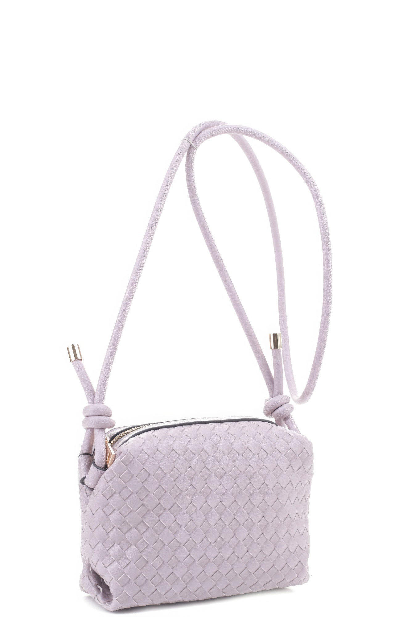 Braid Texture Zipper Crossbody Bag - Pikemla