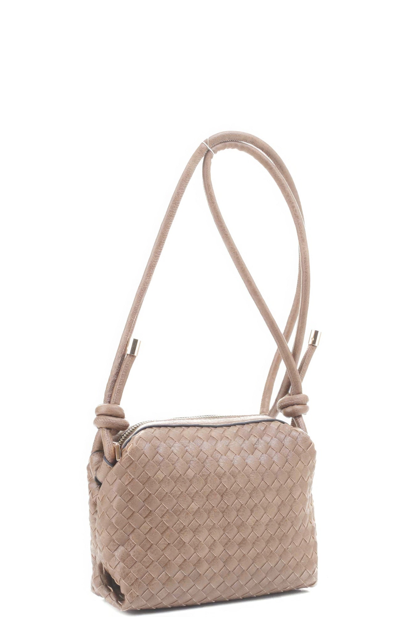 Braid Texture Zipper Crossbody Bag - Pikemla