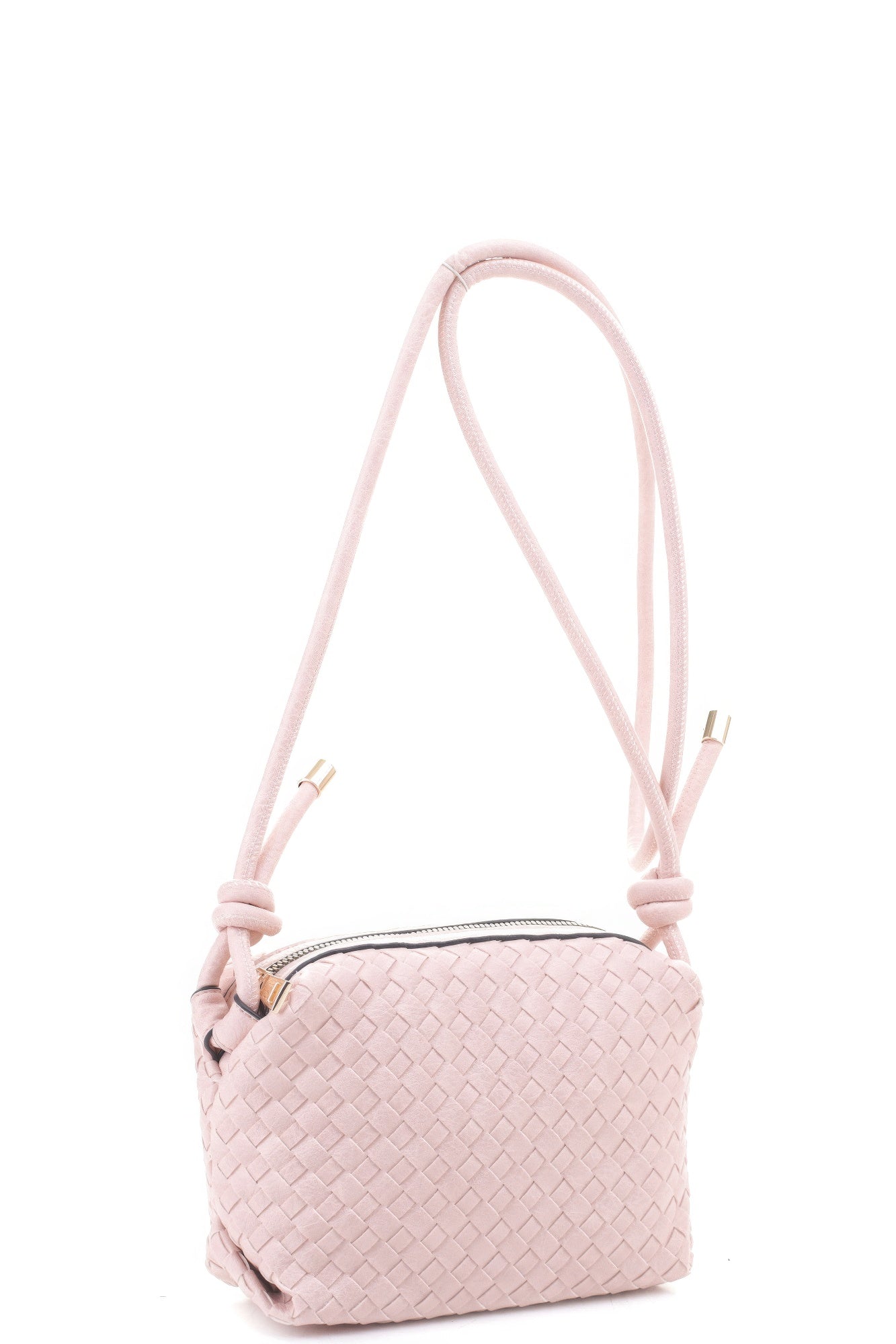 Braid Texture Zipper Crossbody Bag - Pikemla