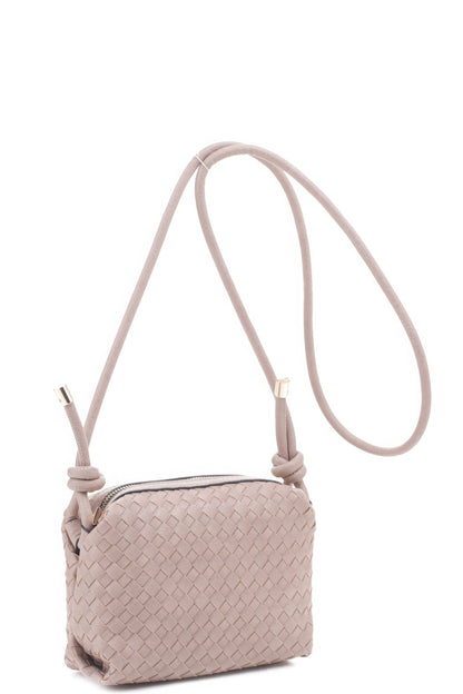 Braid Texture Zipper Crossbody Bag - Pikemla