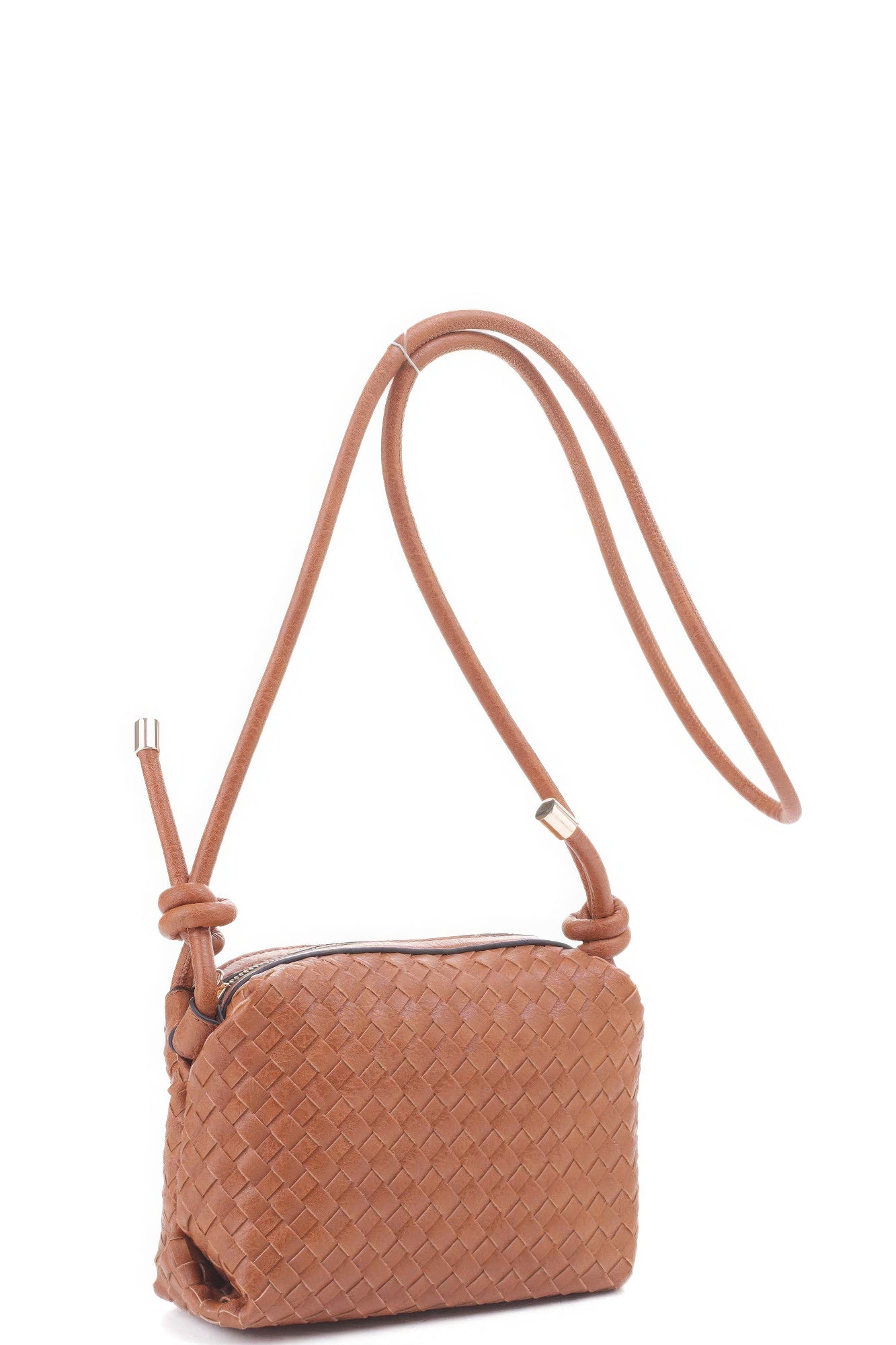 Braid Texture Zipper Crossbody Bag - Pikemla