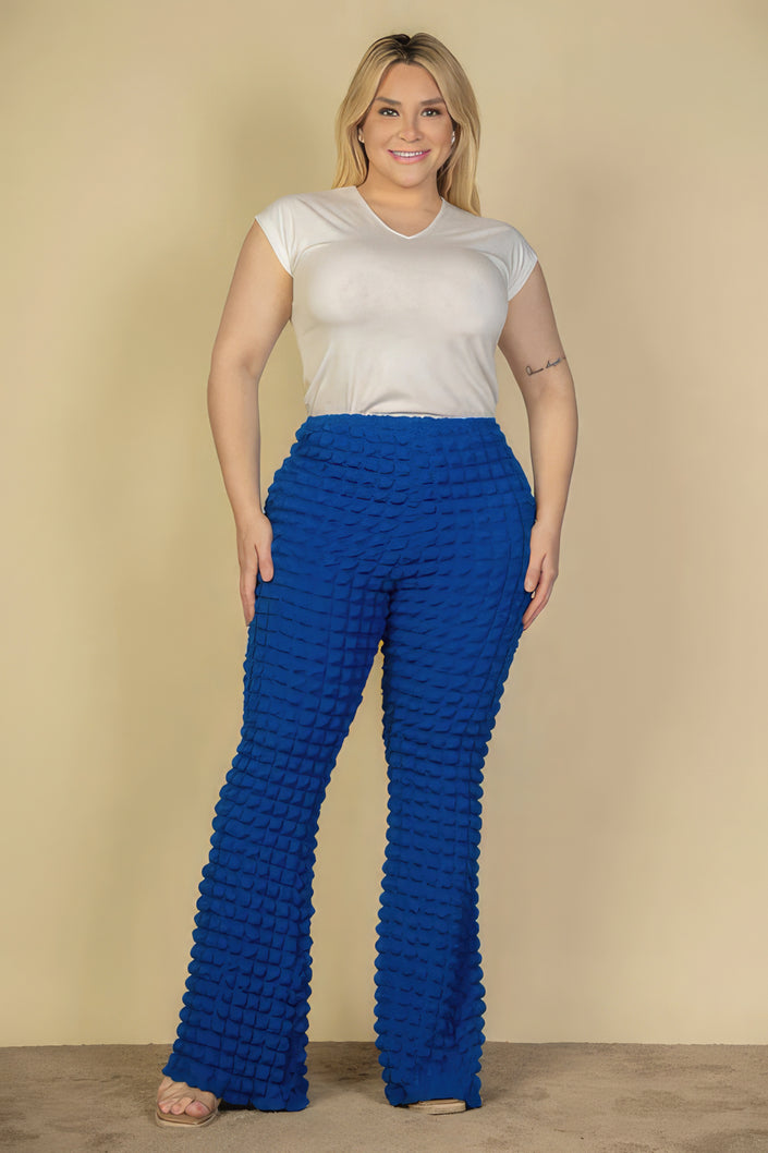 Plus Size Bubble Fabric Flare Pants - Pikemla