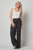 Satin Cargo Pocket Wide Leg Pants - Pikemla