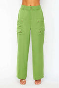 Satin Cargo Pocket Wide Leg Pants - Pikemla