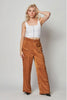 Satin Cargo Pocket Wide Leg Pants - Pikemla