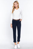 Cotton-span Twill Belted Long Pants - Pikemla