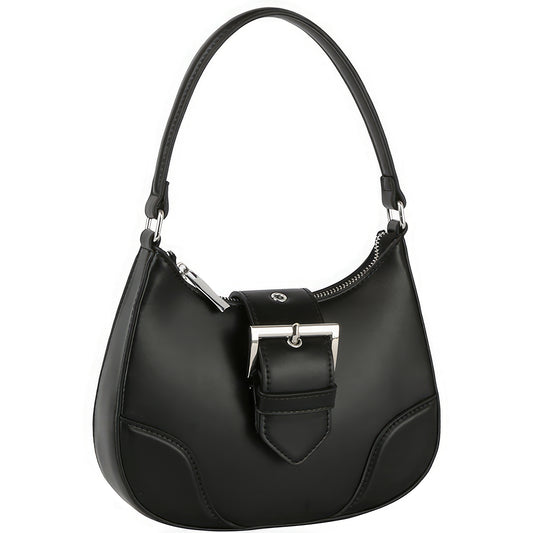 Fashion Buckle Curve Handle Shoulder Bag - Pikemla