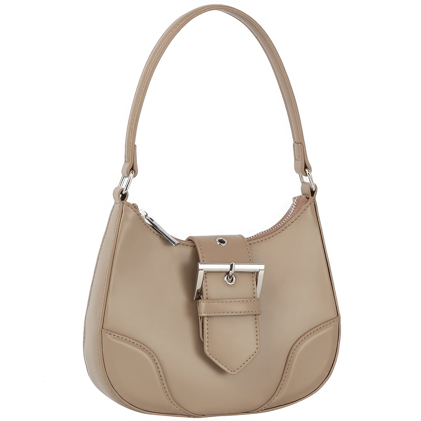 Fashion Buckle Curve Handle Shoulder Bag - Pikemla