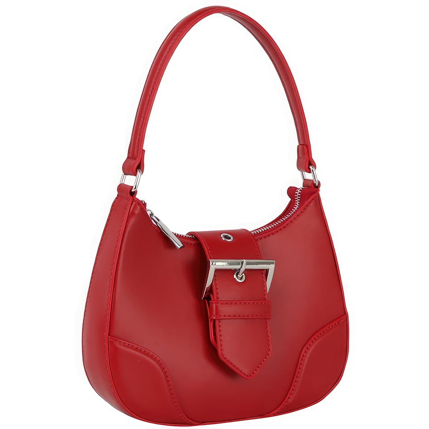 Fashion Buckle Curve Handle Shoulder Bag - Pikemla