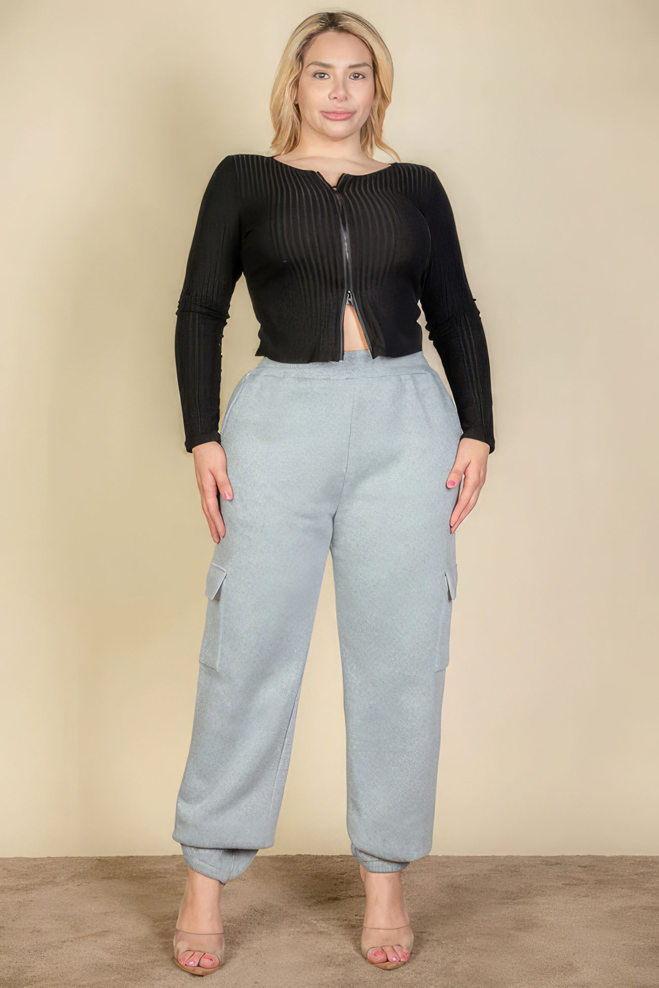 Plus Size Side Pocket Drawstring Waist Sweatpants - Pikemla