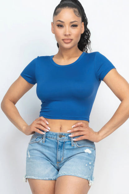 Short Sleeve Roundneck Crop Top - Pikemla