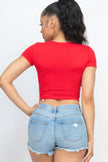 Short Sleeve Roundneck Crop Top - Pikemla