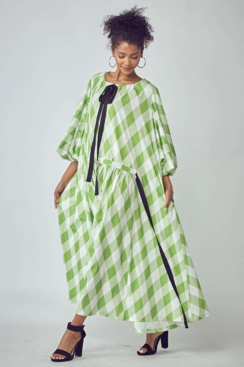 Balloon Sleeves Very Over Fit Pocketed Dress - Pikemla