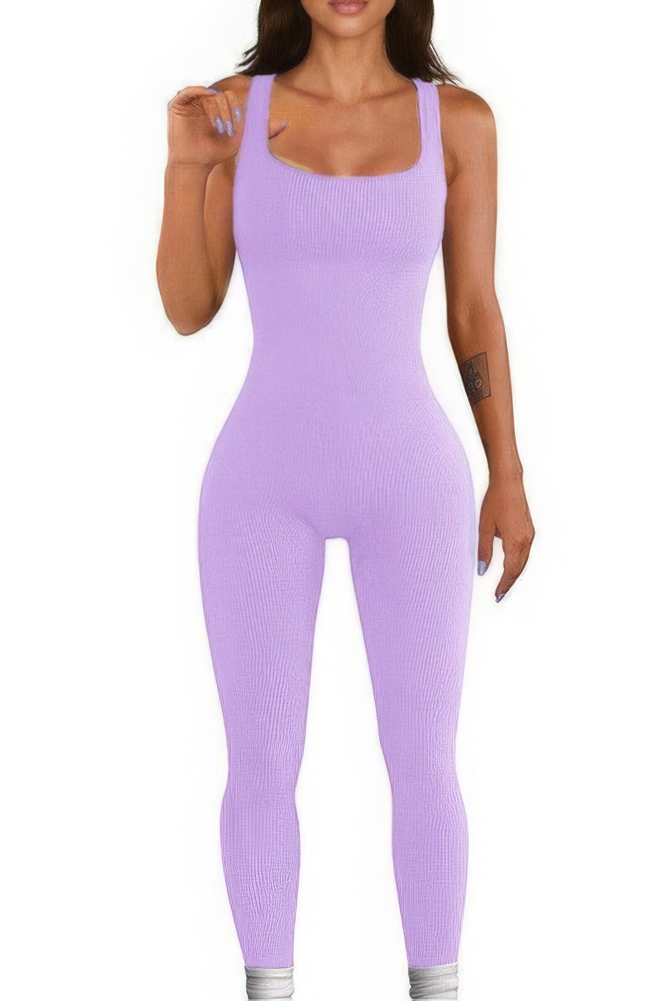 Seamless Ribbed Tank Jumpsuit - Pikemla