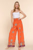 Wide Leg Border Print Woven Pants - Pikemla