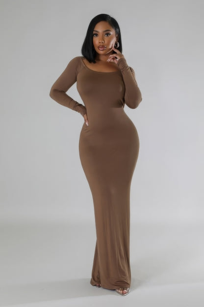 Long Sleeves Stretch Dress - Pikemla