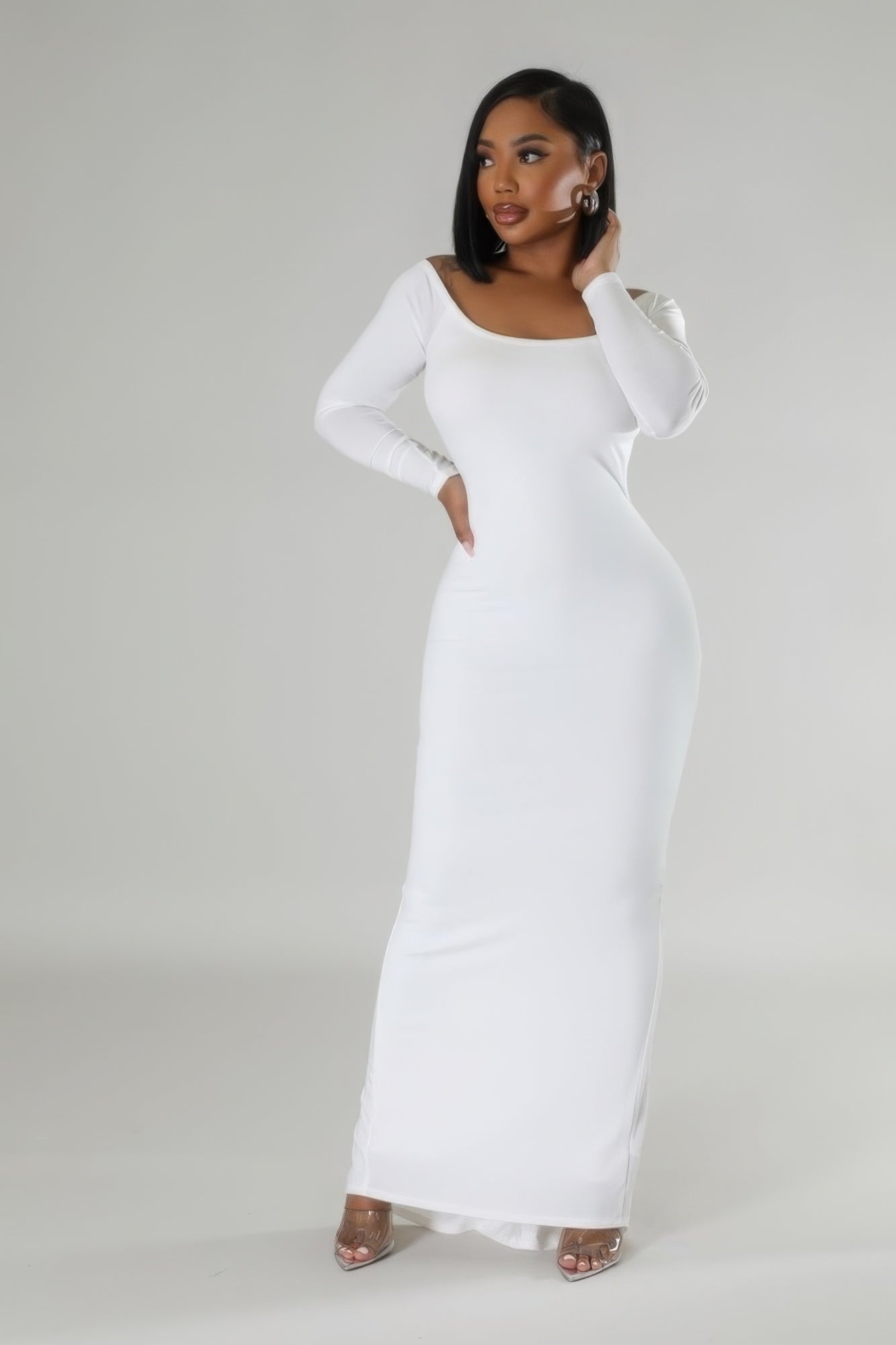 Long Sleeves Stretch Dress - Pikemla