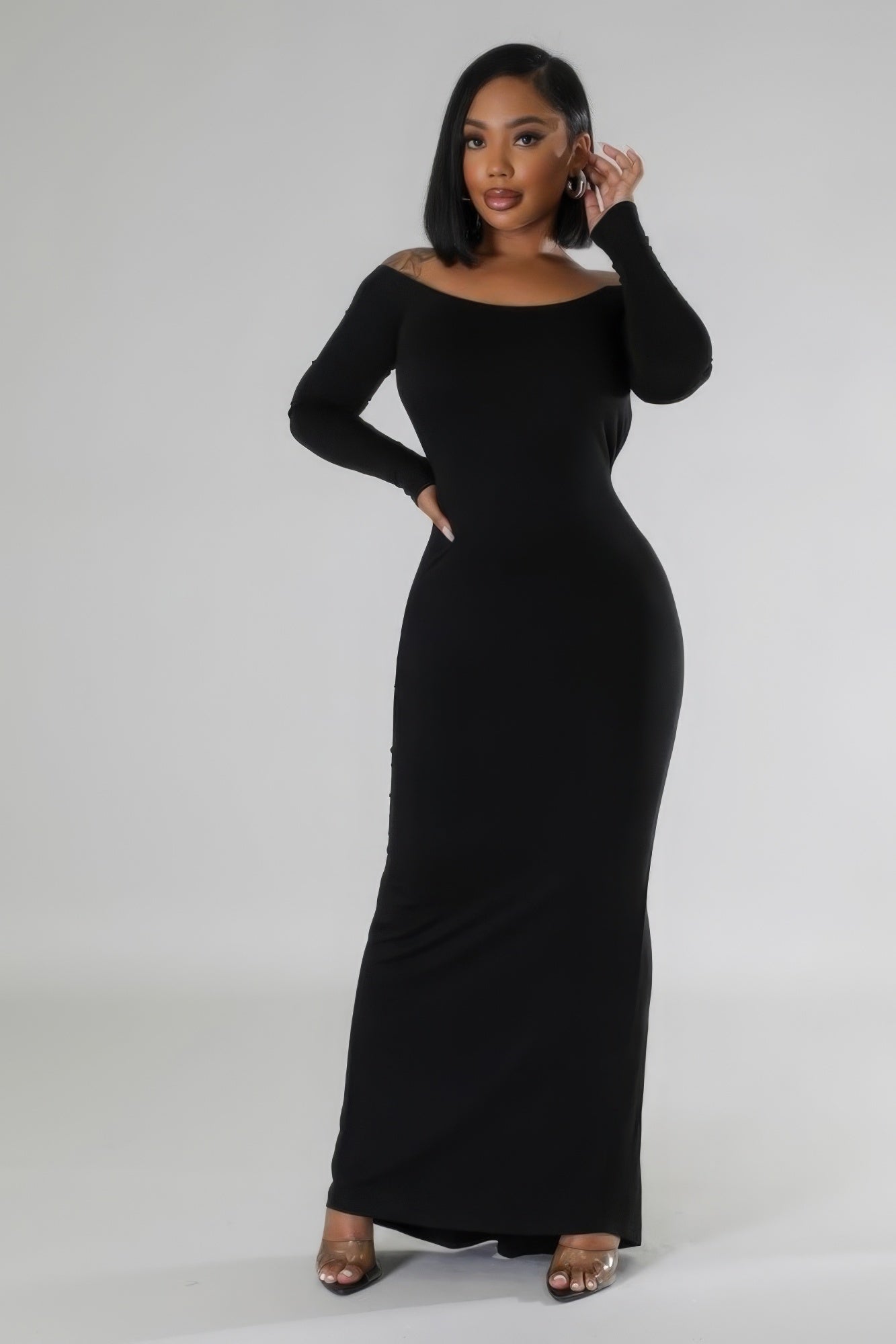 Long Sleeves Stretch Dress - Pikemla